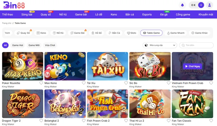 Chinh Phục Đỉnh Cao Trí Tuệ Cùng Sảnh Table Game Bin88 Uy Tín